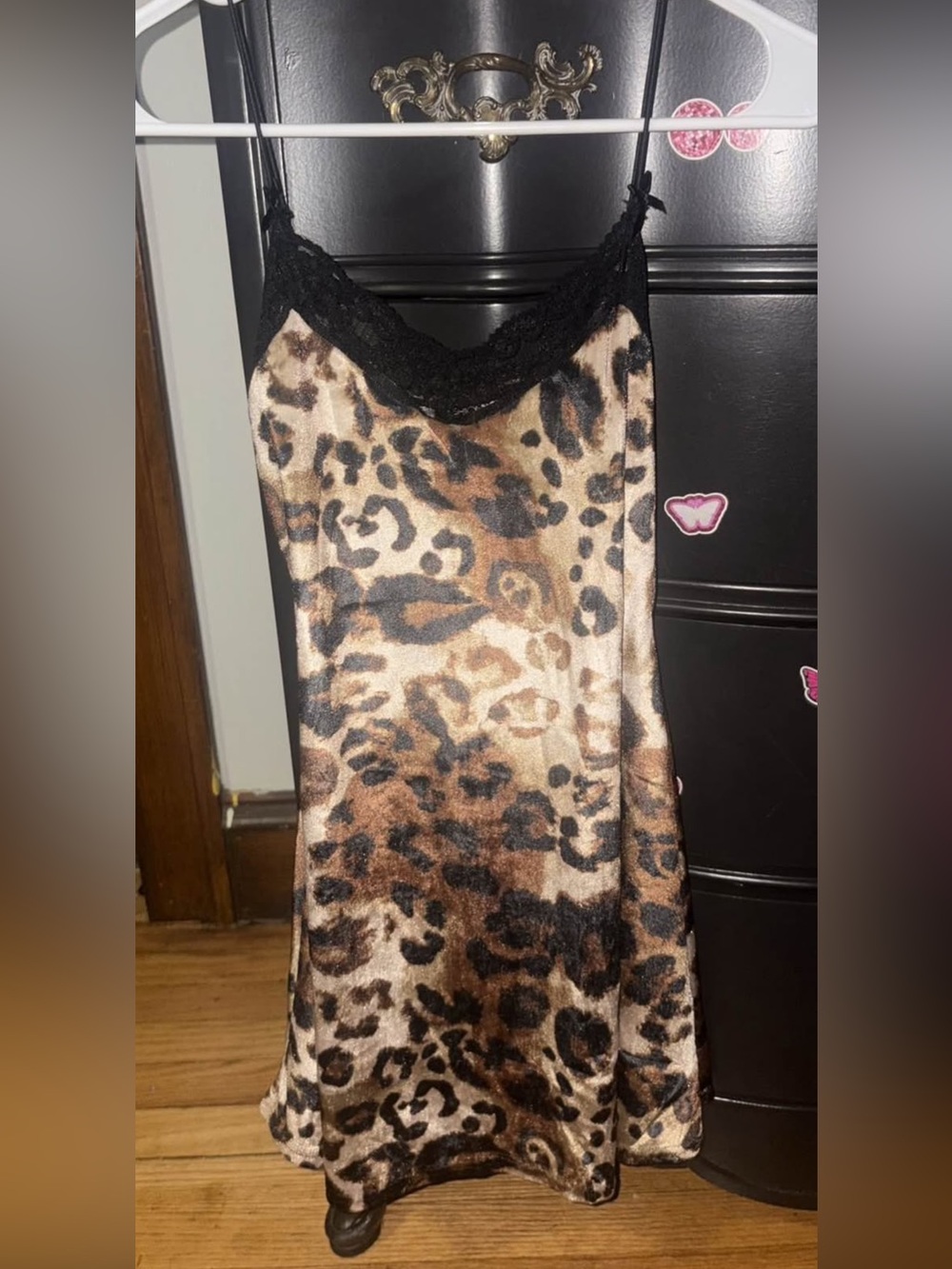 Fashion Nova Leopard Print Mini Dress with Black Lace Trim